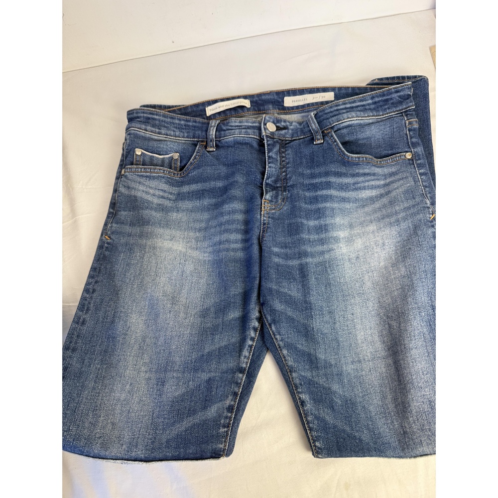 Anthropologie Pilcro Womens Blue Patched Whiskering Denim Parallel Jeans 32 - Picture 10 of 11